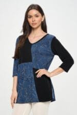 HIT Contrast V-Neck Tunic Top