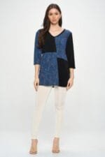 HIT Contrast V-Neck Tunic Top