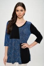 HIT Contrast V-Neck Tunic Top