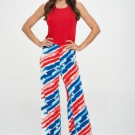 American Flag Print Flare Pants