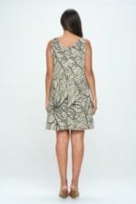 Flowy Hit Missy Tank Dress – Printed 3/4 Sleeve Top