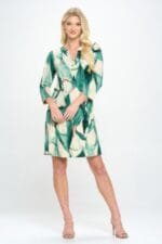 Hit Notch Neck Quarter Sleeve Dress