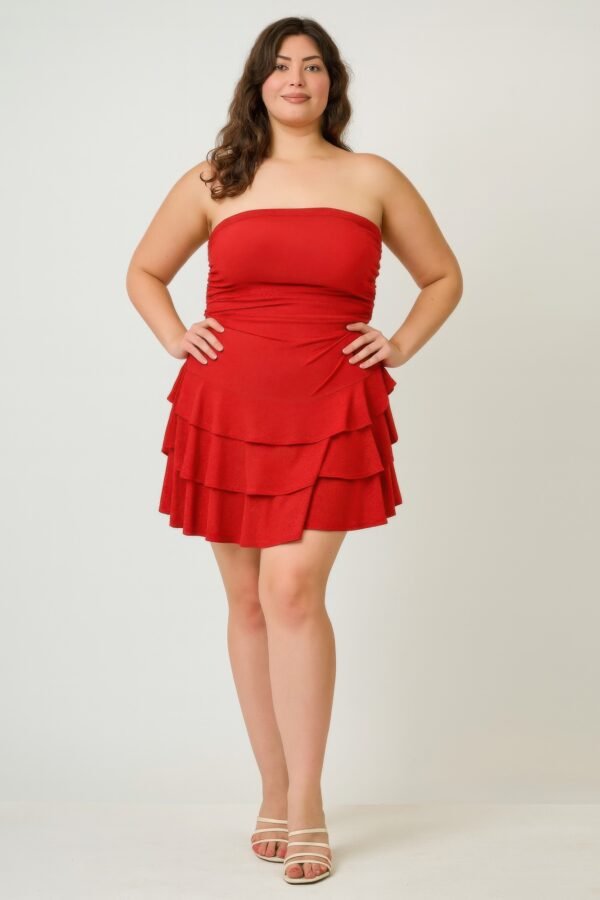 Plus Size Strapless Tiered Ruffle Dress