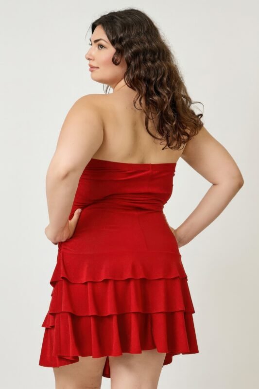 Plus Size Strapless Tiered Ruffle Dress
