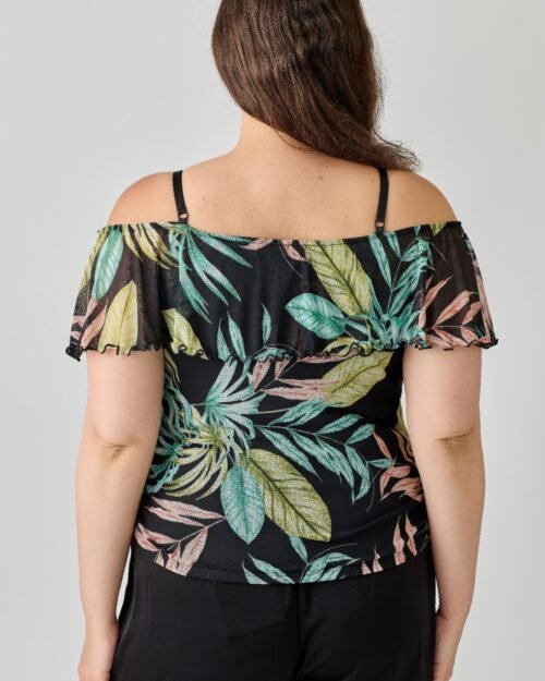 plus size tropical inspired off the shoulder top