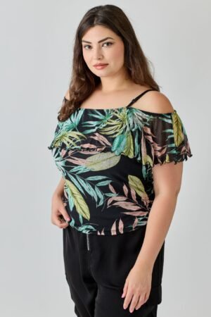 Plus Size Tropical Inspired Off The Shoulder Top Plus Size Tropical Inspired Off The Shoulder Top