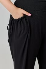 Plus Size Wide-leg Pants W Side Drawstring Detail