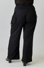 Plus Size Wide-leg Pants W Side Drawstring Detail
