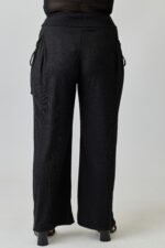 Plus Size Wide-leg Pants W Side Drawstring Detail