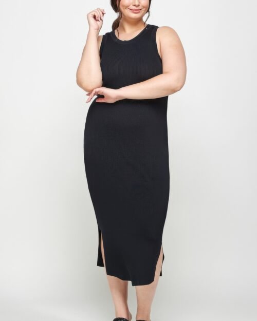 plus size stretchy racer back midi dress