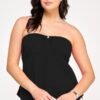 Plus Size Strapless O-ring Asymmetric Top