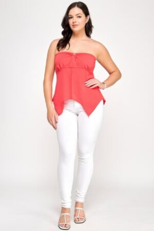 Plus Size Strapless O-ring Asymmetric Top Plus Size Strapless O-ring Asymmetric Top