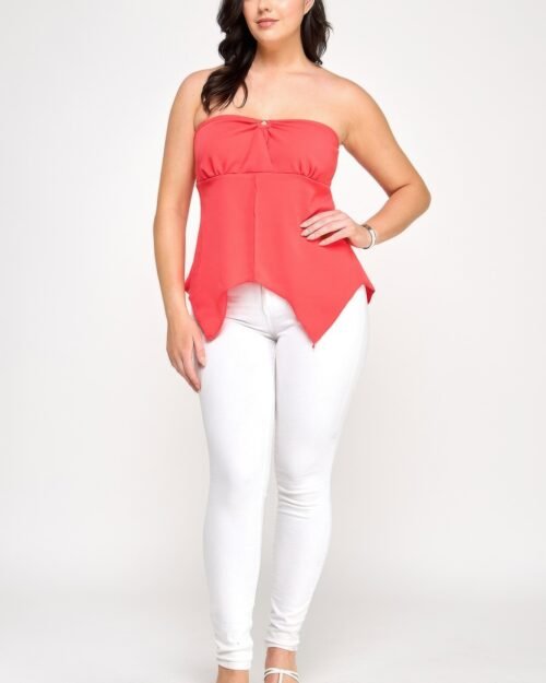 plus size strapless o-ring asymmetric top