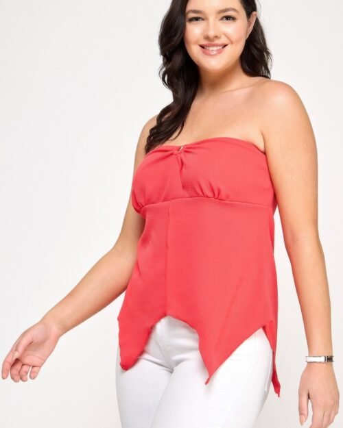 plus size strapless o-ring asymmetric top