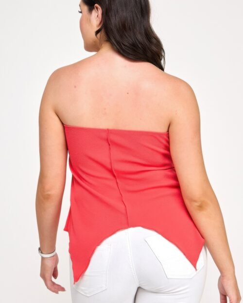 plus size strapless o-ring asymmetric top
