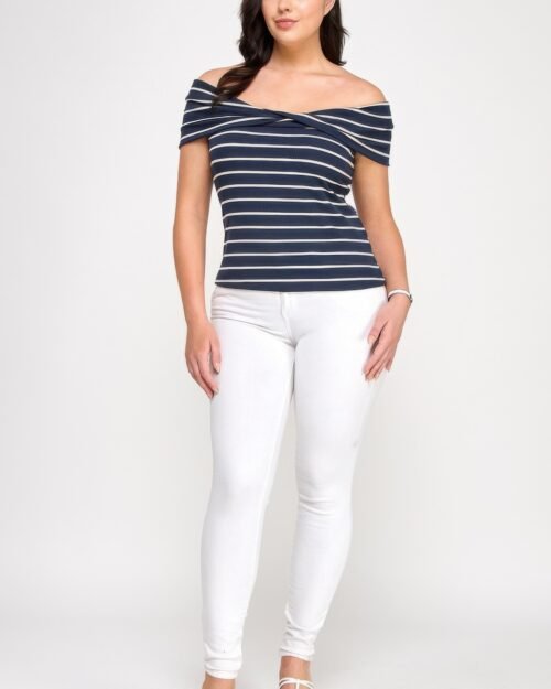 plus size ots knit ribbed striped top