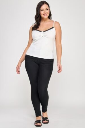 Plus Size Ribbed Knit Camisole With Lace Trim Plus Size Ribbed Knit Camisole With Lace Trim