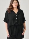 Plus Size 2pc Linen Airflow Btn Down Set