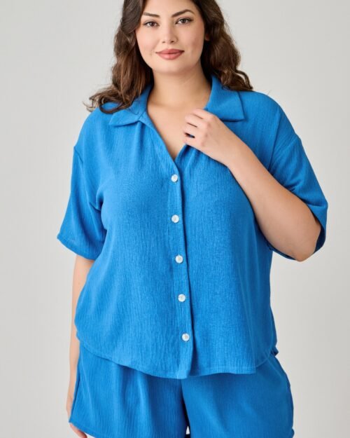 plus size 2pc linen airflow btn down set