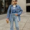 Gingham Plaid Shacket Flannel Button Down