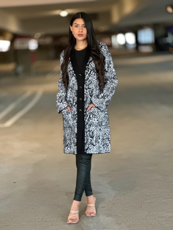 Long Sleeve Snake Cardigan With Big Button-down