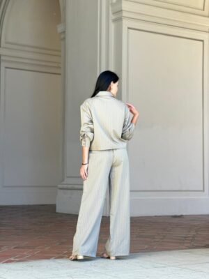 Striped Set With Double Waistband Pants And Top Striped Set With Double Waistband Pants And Top