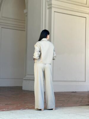 Striped Set With Double Waistband Pants And Top Striped Set With Double Waistband Pants And Top