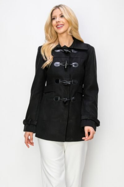 Wool Toggle Button Peacoat With Pockets