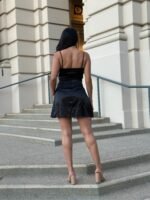 Sexy Party Satin Wrap Like & Lace Nude Mini Dress