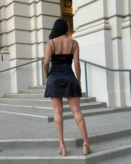 sexy party satin wrap like & lace nude mini dress