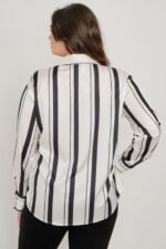 Plus Size Vertical Stripe Button Down Blouse - Image 14