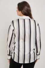 Plus Size Vertical Stripe Button Down Blouse - Image 15
