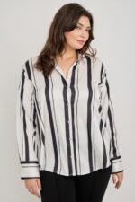 Plus Size Vertical Stripe Button Down Blouse - Image 7