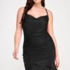 Plus Size Cowl Neck Ruch Ruffle Dress