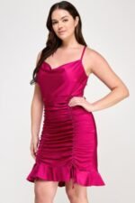 Plus Size Cowl Neck Ruch Ruffle Dress - Image 6