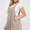 Plus Size Knit Linen Pleated Overall Shorts