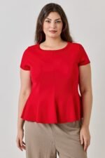 Plus Size Ss Scuba Crepe Peplum Top - Image 2