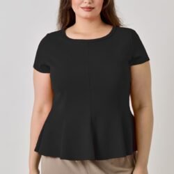 Plus Size Ss Scuba Crepe Peplum Top