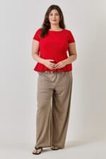 Plus Size Ss Scuba Crepe Peplum Top - Image 3