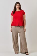 Plus Size Ss Scuba Crepe Peplum Top - Image 4