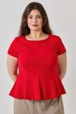 Plus Size Ss Scuba Crepe Peplum Top - Image 6