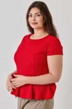 Plus Size Ss Scuba Crepe Peplum Top - Image 7