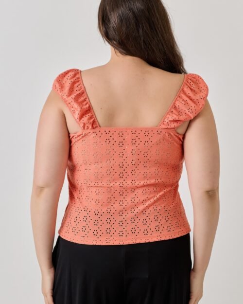 plus size knit eyelet cap sleeve top