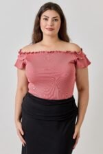 Plus Size Knit Rib Double Ruffle Top - Image 2