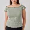 Plus Size Knit Rib Double Ruffle Top