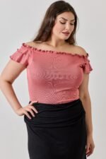 Plus Size Knit Rib Double Ruffle Top - Image 5