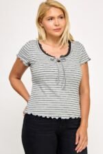 Plus Size Curly Merrow Tie Front Top - Image 5