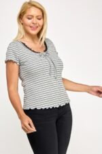 Plus Size Curly Merrow Tie Front Top - Image 7