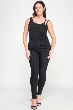 Plus Size Sleeveless Top With Subtle Shimmer Plus Size Sleeveless Top With Subtle Shimmer