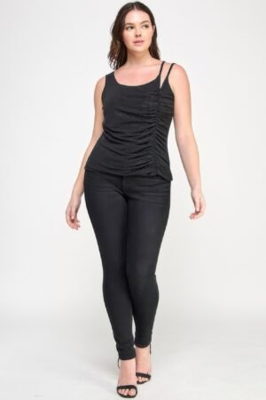Plus Size Sleeveless Top With Subtle Shimmer Plus Size Sleeveless Top With Subtle Shimmer